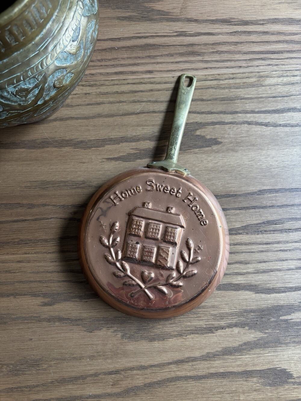 Vintage Brass And Copper Pan Wall Hanging Copper Mold ‘Home Sweet Home’